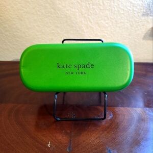 Kate Spade brand eye glass case, two tone colors, black and green